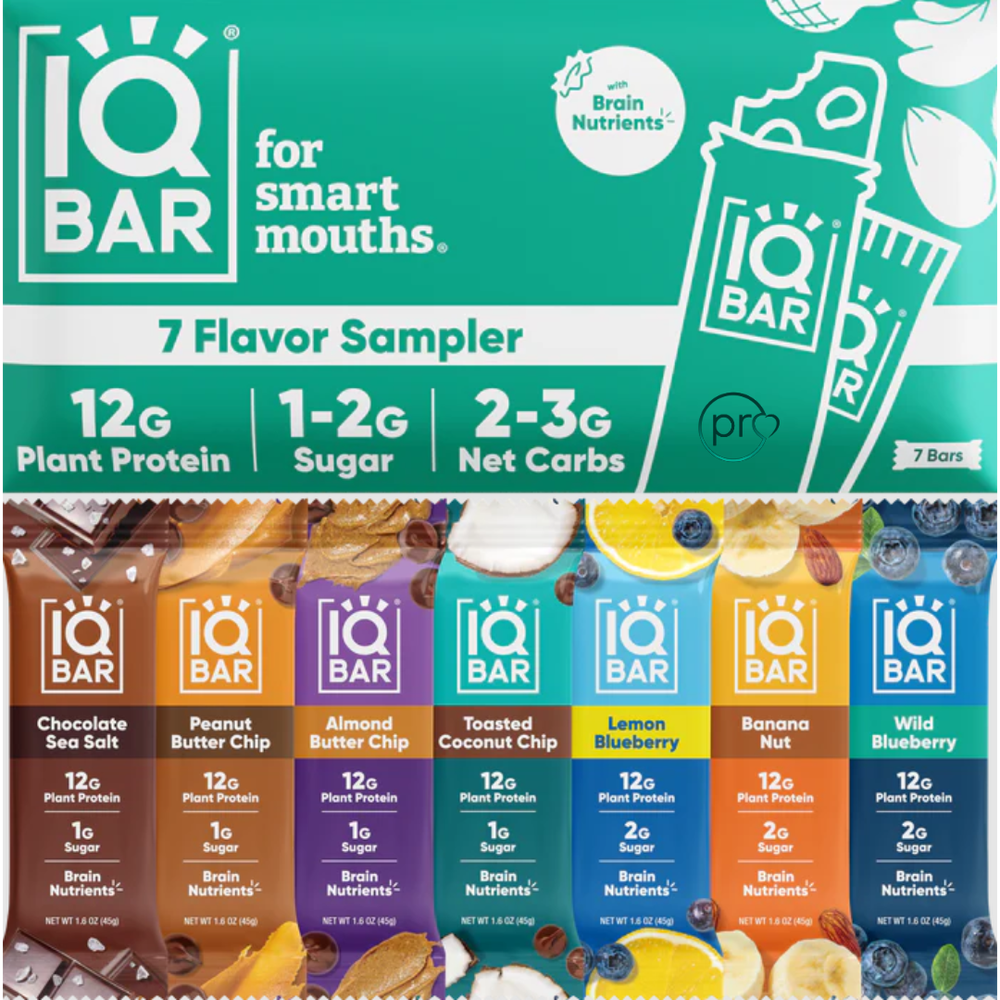 7 Bar sampler variety box | Plant Protein bars | IQBAR