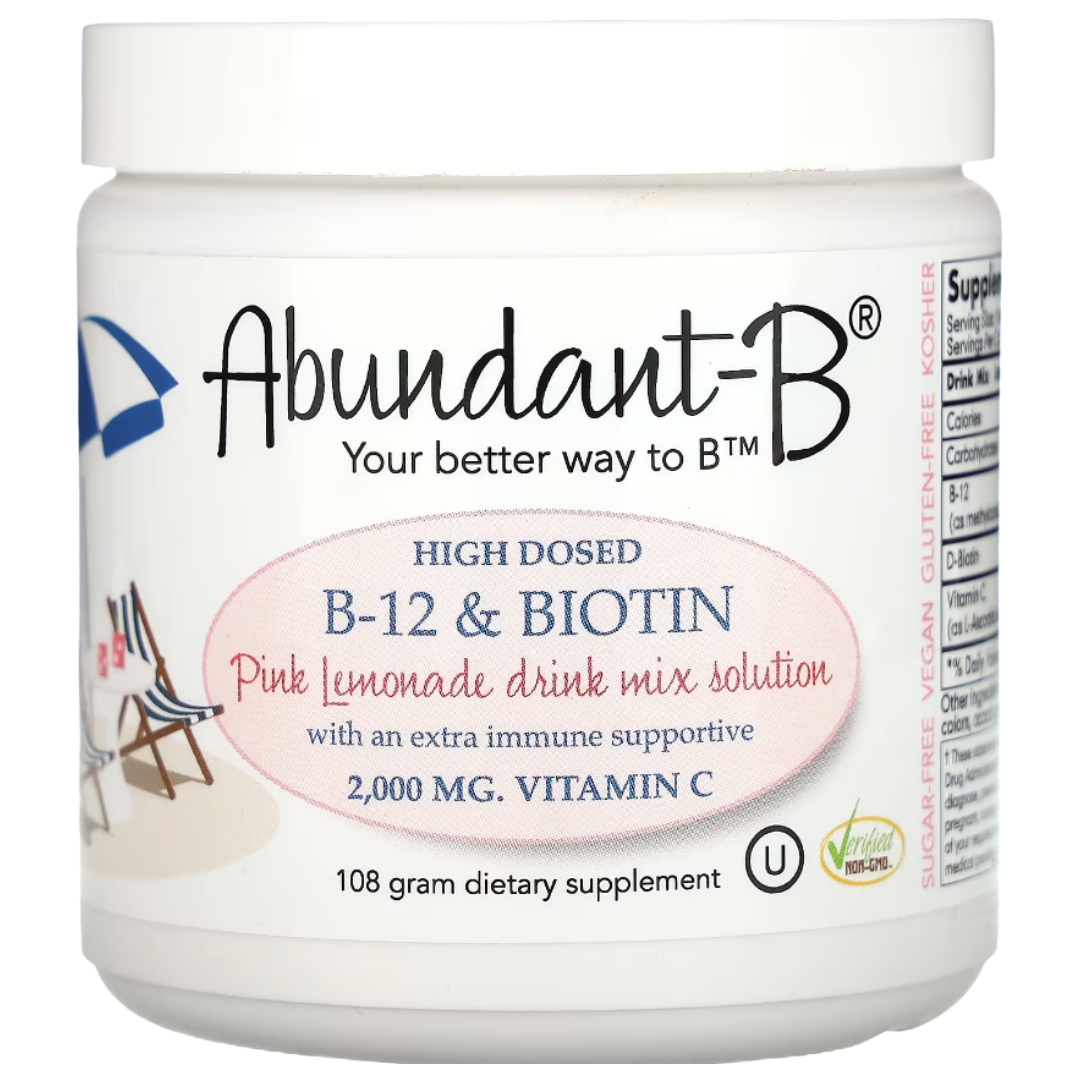 Abundant B High Dosed B-12 & Biotin Pink Lemonade drink mix