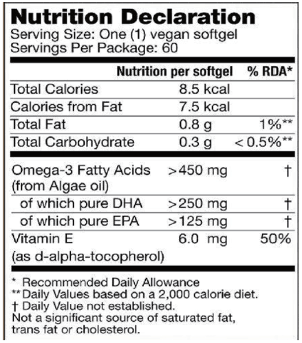 Testa | Omega-3 Algae Oil EPA+DHA | 60 Soft Gels