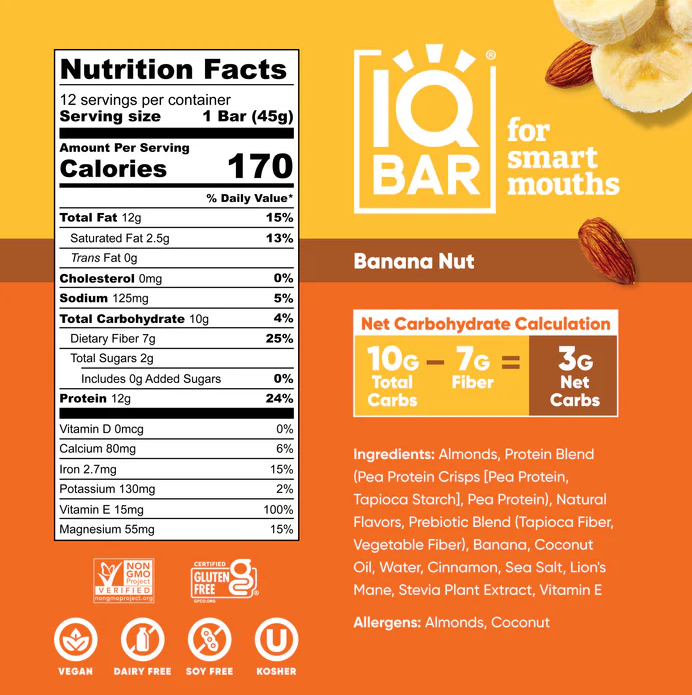 Banana Nut | 12 Plant Protein Bars | IQBAR