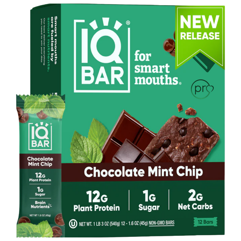 Chocolate Mint Chip | 12 Plant Protein Bars | IQBAR