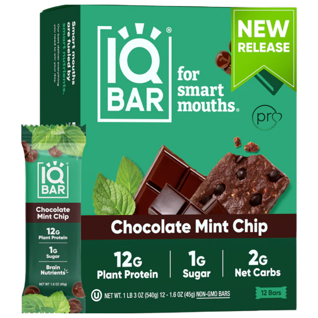 Chocolate Mint Chip | 12 Plant Protein Bars | IQBAR