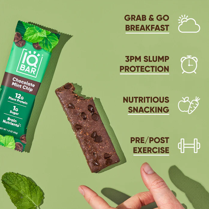 Chocolate Mint Chip | 12 Plant Protein Bars | IQBAR