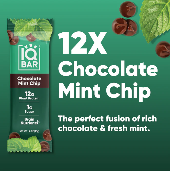 Chocolate Mint Chip | 12 Plant Protein Bars | IQBAR