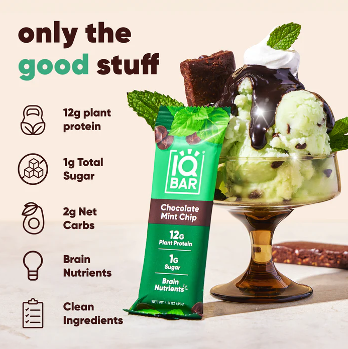 Chocolate Mint Chip | 12 Plant Protein Bars | IQBAR