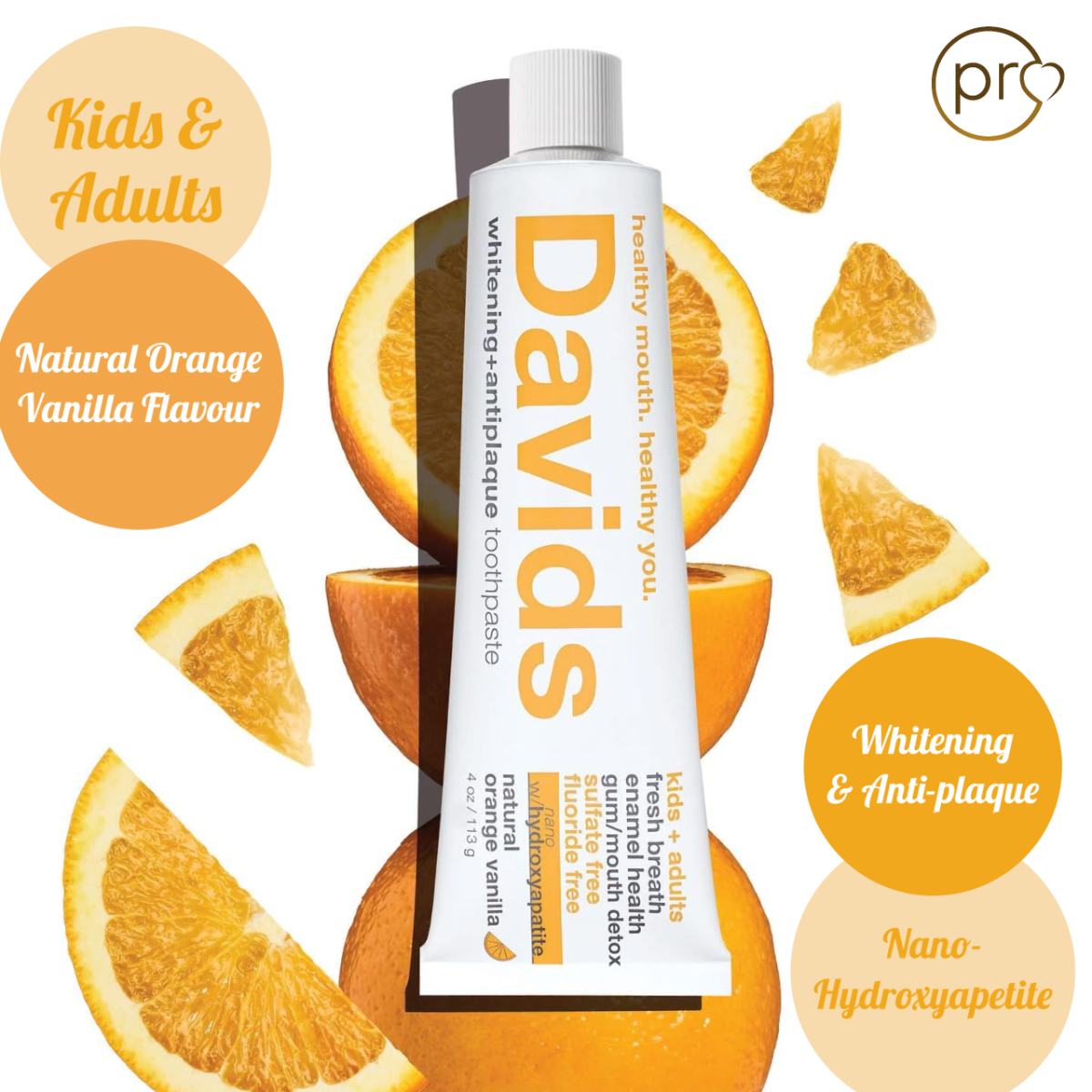 Davids Hydroxi kids & adults | nano-hydroxyapatite premium toothpaste | orange vanilla