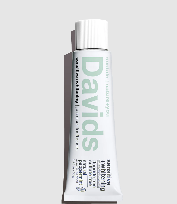 Davids Travel size premium toothpaste | sensitive + whitening | nano-hydroxyapatite | peppermint