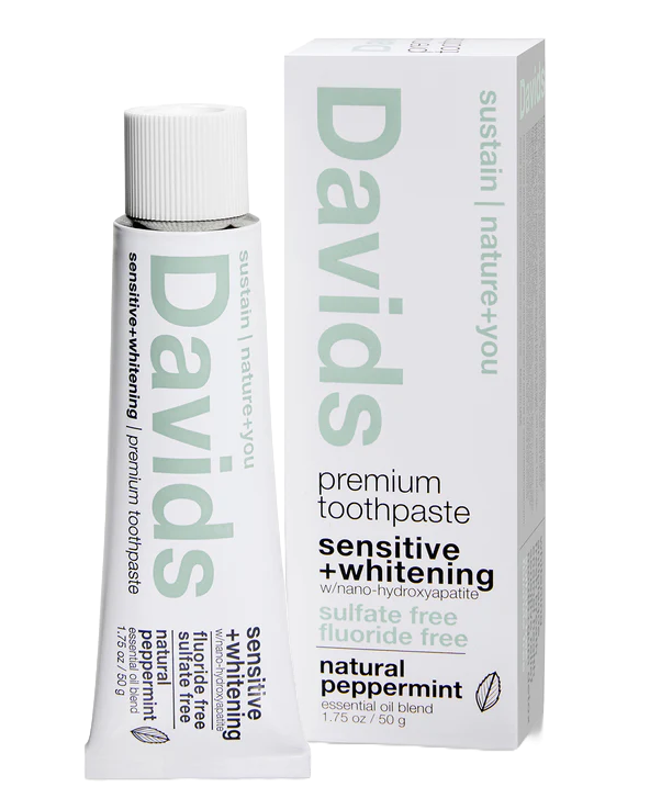 Davids Travel size premium toothpaste | sensitive + whitening | nano-hydroxyapatite | peppermint