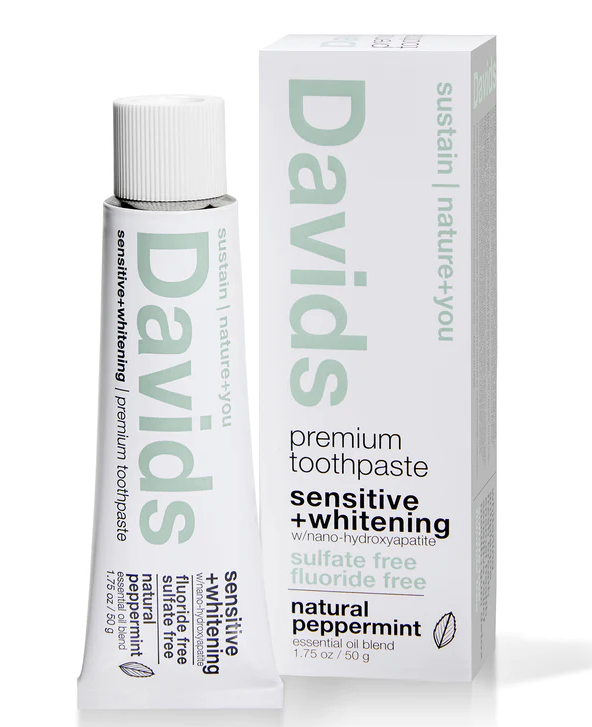 Davids Travel size premium toothpaste | sensitive + whitening | nano-hydroxyapatite | peppermint