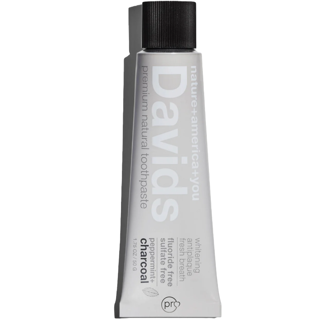 Davids travel size premium toothpaste | charcoal + peppermint