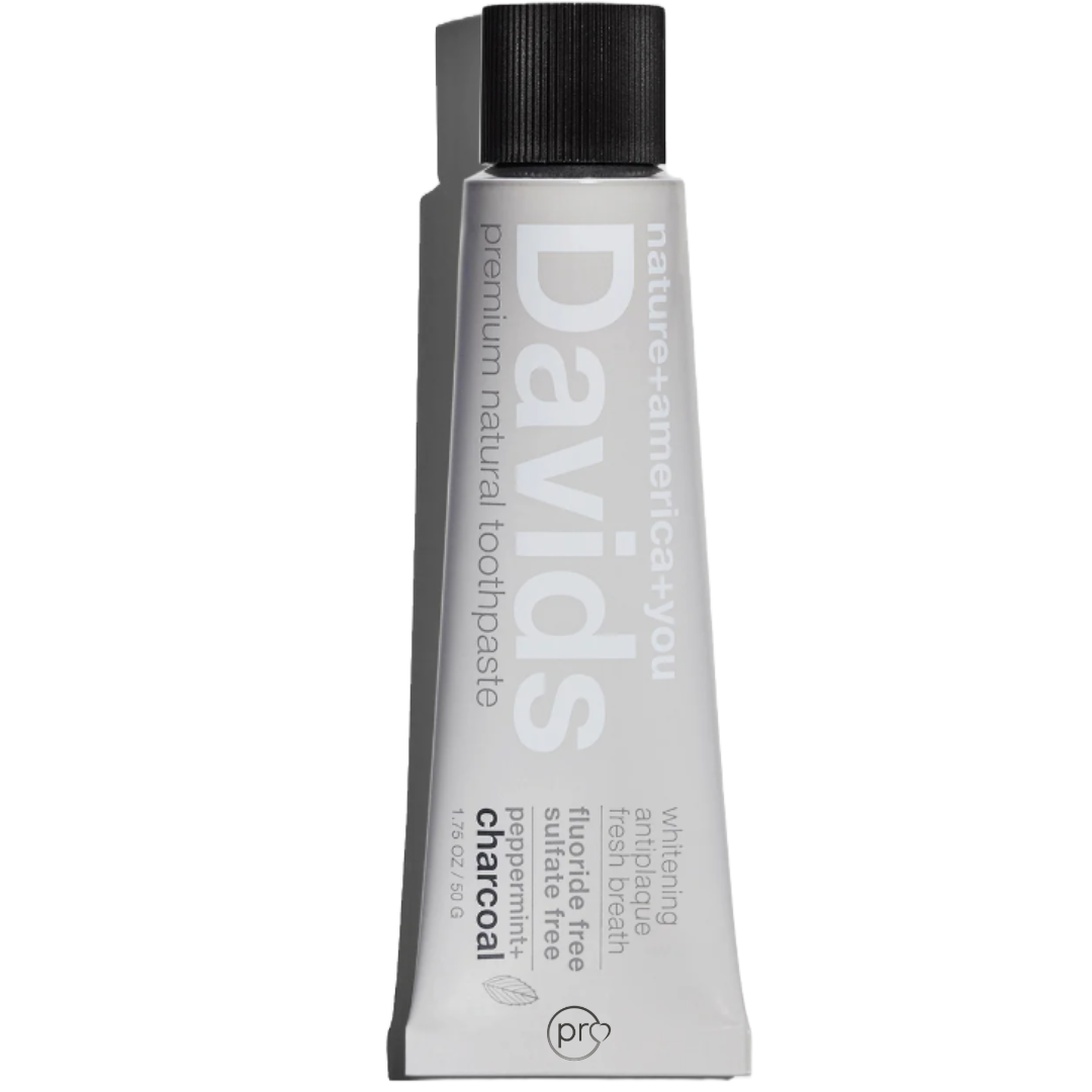 Davids travel size premium toothpaste | charcoal + peppermint