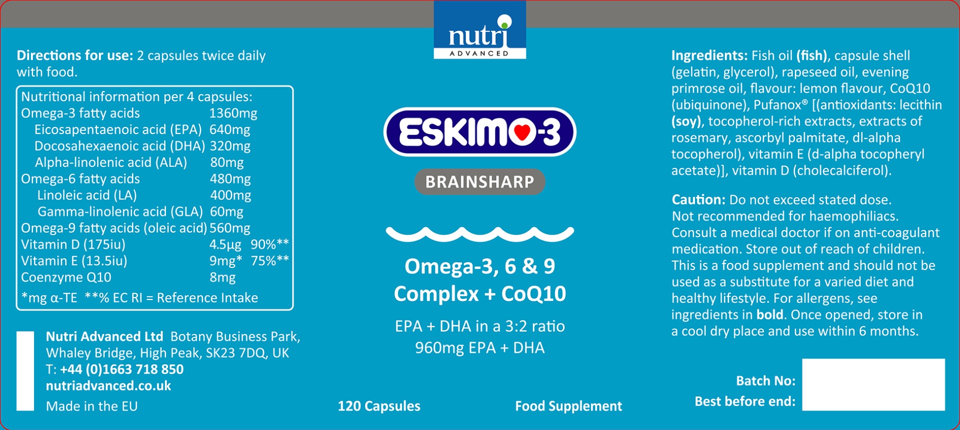 Eskimo-3 Brainsharp Fish Oil 120 Capsules