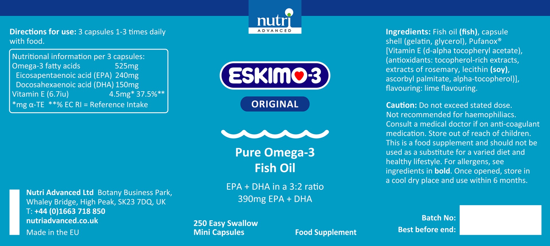 Eskimo-3 Fish Oil | 250 Capsules