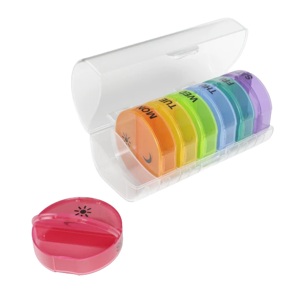 Ezy Dose Weekly 2x/Day Circular Pill Planner, Rainbow