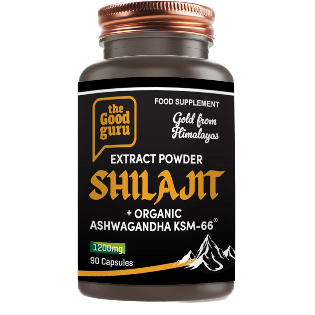 Gold Shilajit + Ashwagandha KSM66 | 1200mg | 90 Capsules