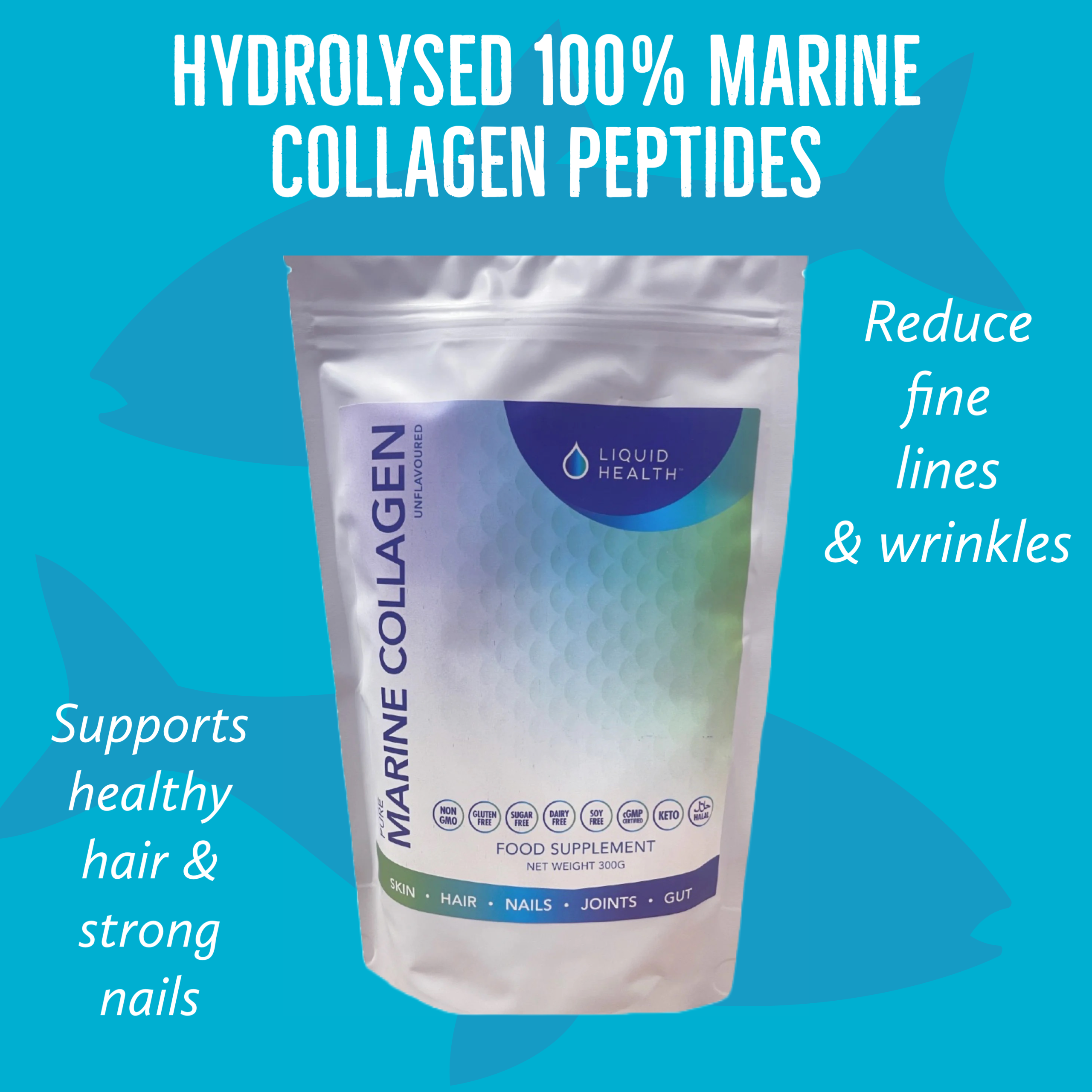 Pure Hydrolysed Marine Collagen | 300g | Liquid Health