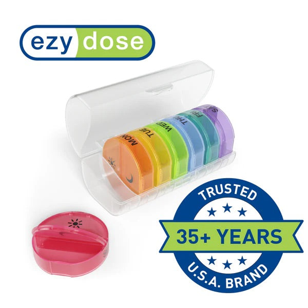 Ezy Dose Weekly 2x/Day Circular Pill Planner, Rainbow