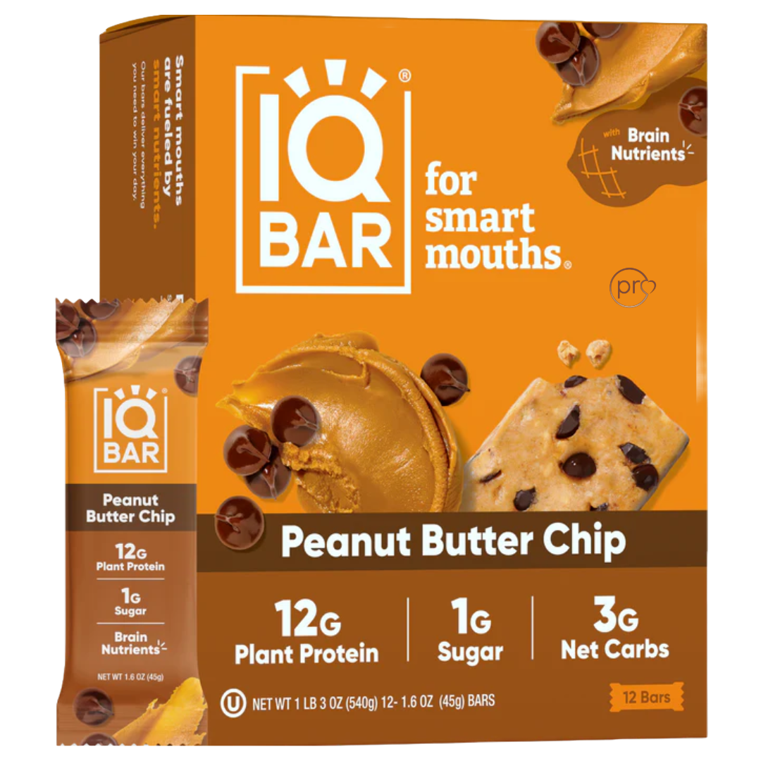 Peanut Butter Chip Protein Bars | IQBAR | 12 Bars