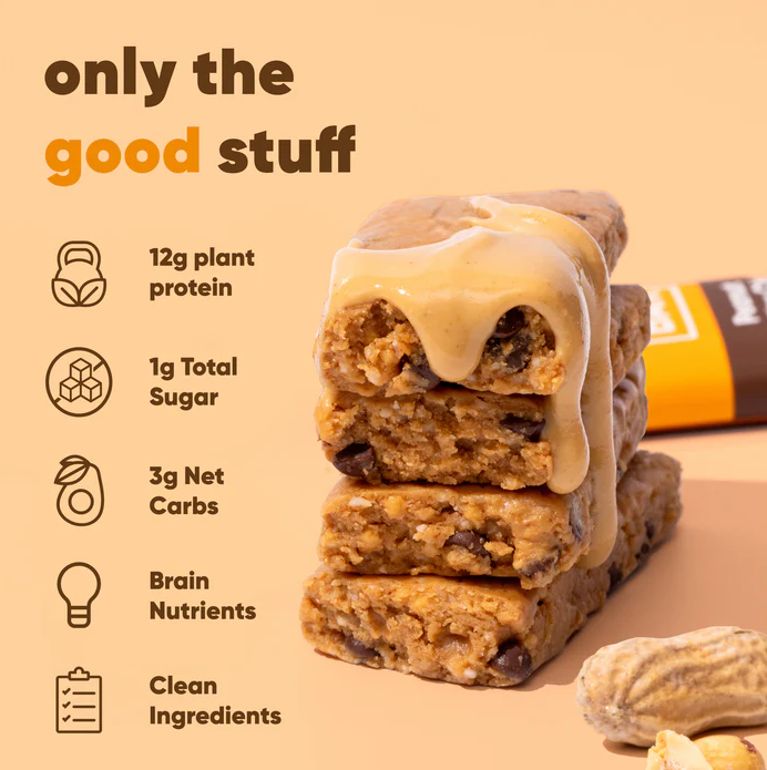 Peanut Butter Chip Protein Bars | IQBAR | 12 Bars