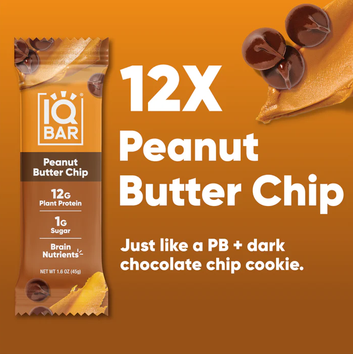 Peanut Butter Chip Protein Bars | IQBAR | 12 Bars