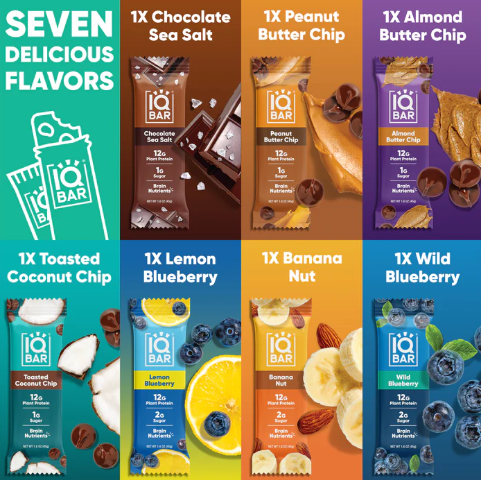 7 Bar sampler variety box | Plant Protein bars | IQBAR