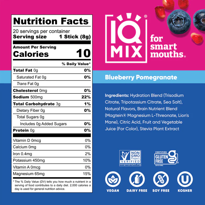 IQMIX Blueberry Pomegranate | 20 Electrolyte Hydration Sachets