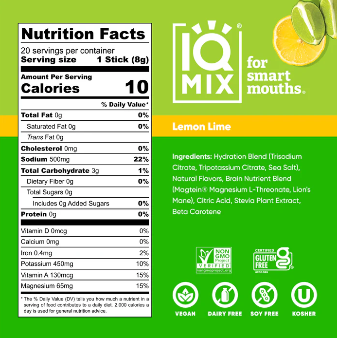 IQMIX Lemon Lime | 20 Electrolyte Hydration Sachets