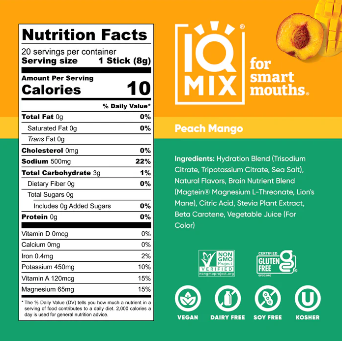 IQMIX Peach Mango | 20 x Electrolyte Hydration Sachets