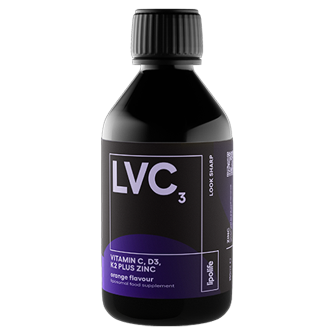 Lipolife LVC3 Vitamin C, D3, K2 + Zinc | 240ml | Orange Flavour