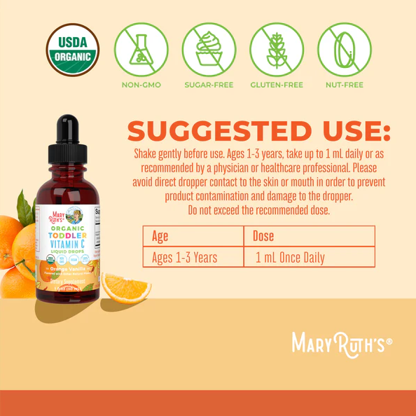 Organic Toddler Vitamin C Liquid Drops | 30ml | Orange Vanilla