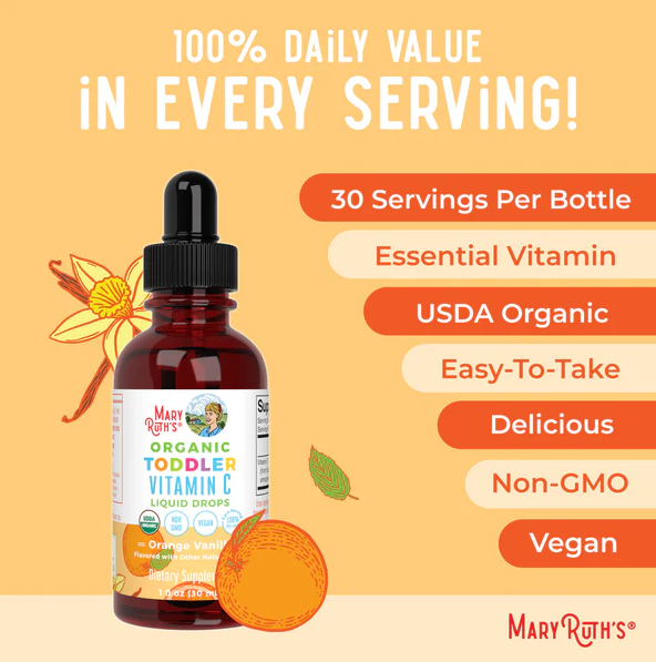 Organic Toddler Vitamin C Liquid Drops | 30ml | Orange Vanilla