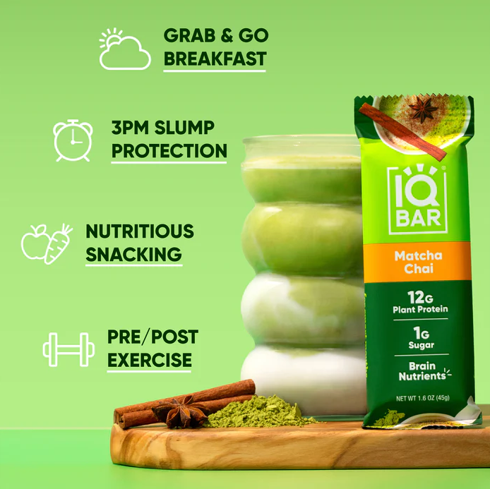 Matcha Chai | 12 Plant Protein Bars | IQBAR