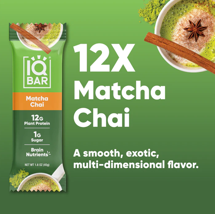 Matcha Chai | 12 Plant Protein Bars | IQBAR