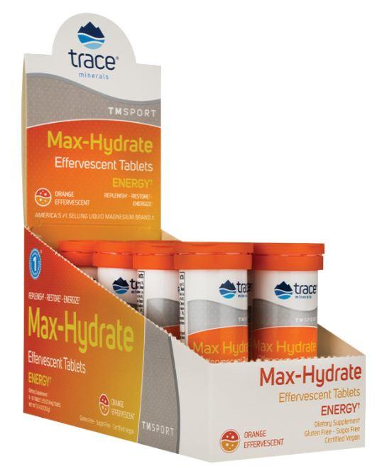 Max Hydrate Energy | Orange Effervescent Tablets | Trace Minerals