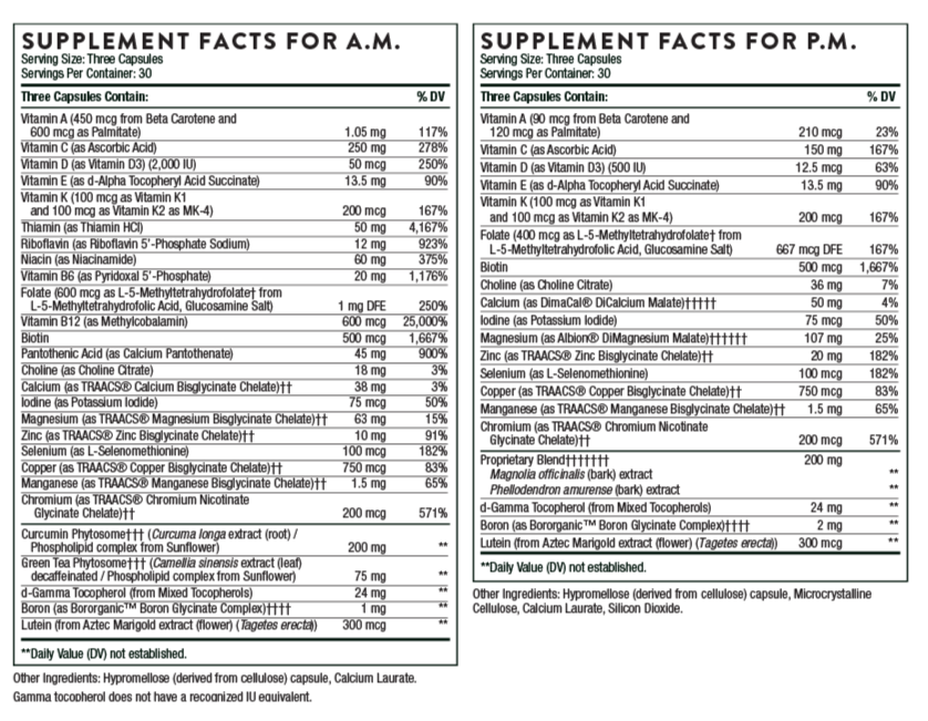 Multi-Vitamin Elite A.M. & P.M. (2bottles) 90 Capsules each