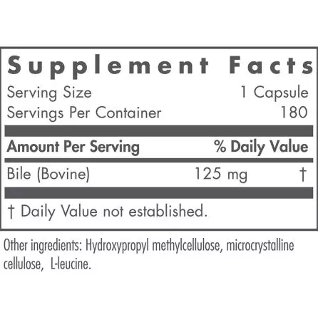 Nutricology Ox Bile | 125mg | 180 Capsules