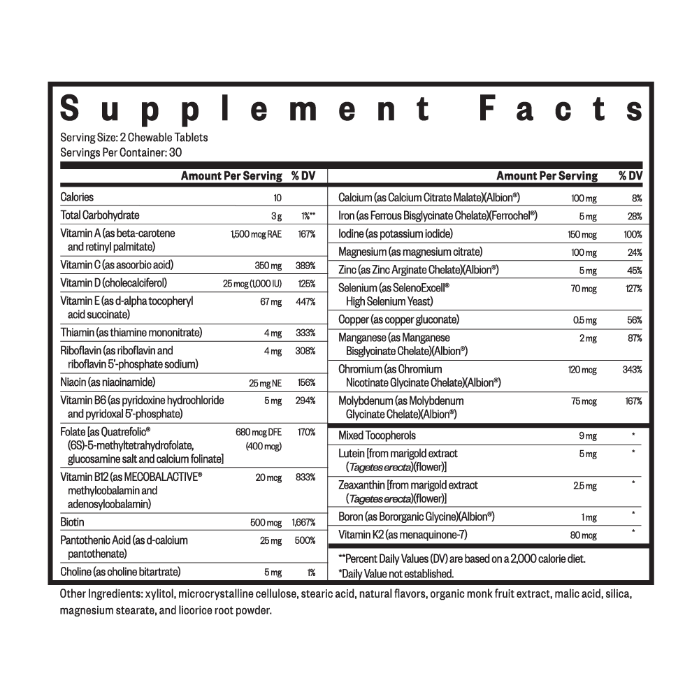 Optimal Multivitamin Chewable | 60 Tablets