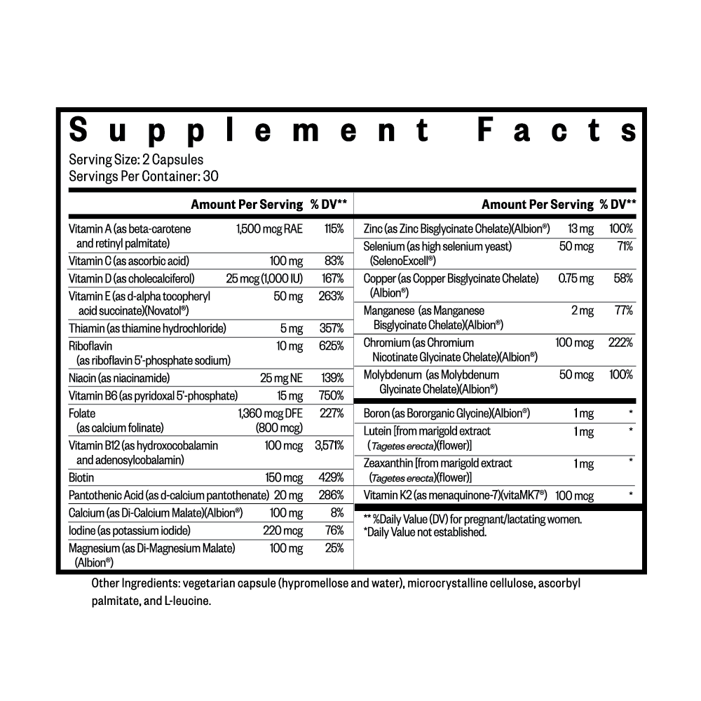 Prenatal Essentials | Methyl Free | Seeking Health | 60 Caps