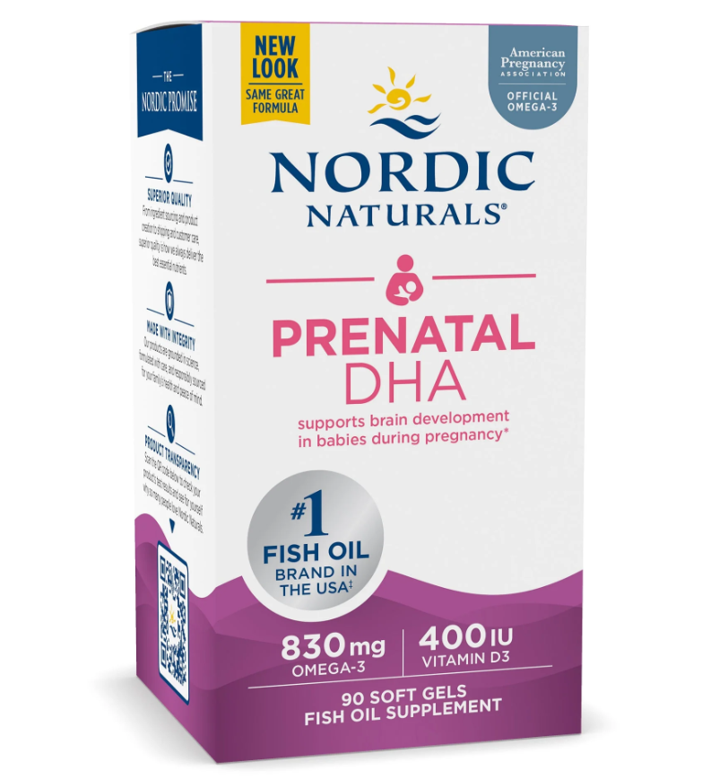 Prenatal DHA 830mg Omega-3 + 400iu D3 Unflavored Softgels 90