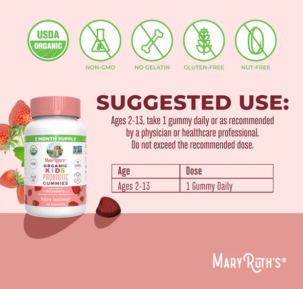 MaryRuth's Kids Probiotic 60 Gummies (Strawberry)